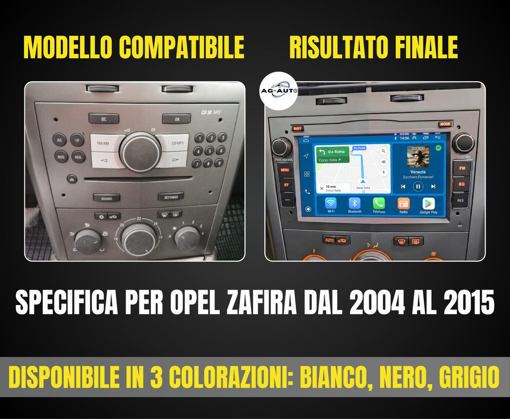 Autoradio Opel Zafira Kit Completo Stereo 2 Din Android Carplay GPS Bluetooth USB – AG-AUTO SHOP Autoradio Opel Zafira Kit Completo Stereo 2 Din Android Carplay GPS Bluetooth USB – AG-AUTO SHOP